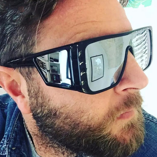 Occhiali da sole Shield oversize di marca da uomo occhiali da sole quadrati con montatura grande da donna 2023 Cool Black Shield Eyewear antivento 
