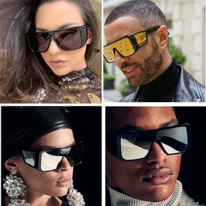 Brand Oversized Shield sunglasses for men square big frame sun glasses women 2023 windproof Cool Black Shield Eyewear