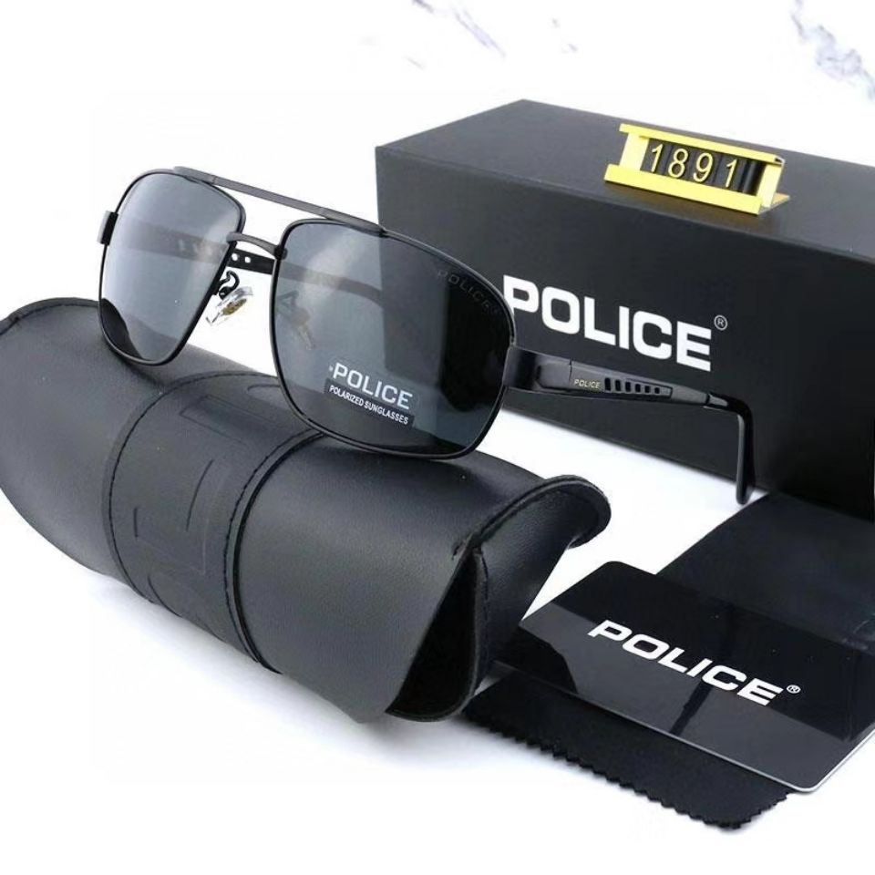 Brand POLICE Polarized Sunglasses Men Driving Sun Glasses Square Full Frames Men Brand Designer 1891-2