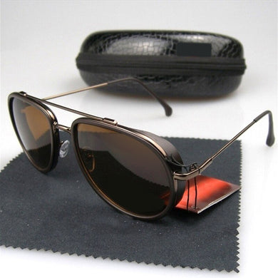 Occhiali da sole pilota di marca per uomo donna metallo opaco tonalità vintage design aeronautico gafas de sol scatola originale oculos de sol