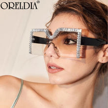 Load image into Gallery viewer, Brand Rhinestone Sunglasses 2023 Women Square Rimless Diamond Sun Glases Female Flat Top Eyewear Eyeglasses UV400
