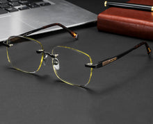 Load image into Gallery viewer, Brand Rimless Glass Sunglasses Man Woman Acetate Frame Natural Crystal Stone Lens Yellow Glasses Goggles Man Oculos