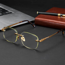 Load image into Gallery viewer, Brand Rimless Glass Sunglasses Man Woman Acetate Frame Natural Crystal Stone Lens Yellow Glasses Goggles Man Oculos