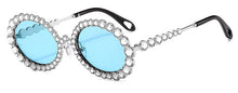 Load image into Gallery viewer, Brand Women Rhinestone Transparent Glasses 90s Retro Round Clear Len Sunglasses Men Glimmering Metal Oval Crystal Eyewear