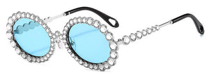 Brand Women Rhinestone Transparent Glasses 90s Retro Round Clear Len Sunglasses Men Glimmering Metal Oval Crystal Eyewear