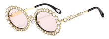 Load image into Gallery viewer, Brand Women Rhinestone Transparent Glasses 90s Retro Round Clear Len Sunglasses Men Glimmering Metal Oval Crystal Eyewear