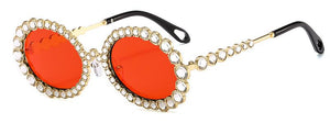 Brand Women Rhinestone Transparent Glasses 90s Retro Round Clear Len Sunglasses Men Glimmering Metal Oval Crystal Eyewear