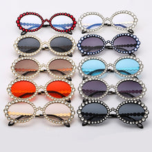 Load image into Gallery viewer, Brand Women Rhinestone Transparent Glasses 90s Retro Round Clear Len Sunglasses Men Glimmering Metal Oval Crystal Eyewear