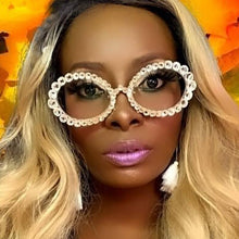 Load image into Gallery viewer, Brand Women Rhinestone Transparent Glasses 90s Retro Round Clear Len Sunglasses Men Glimmering Metal Oval Crystal Eyewear