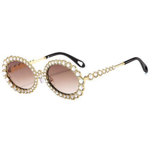Load image into Gallery viewer, Brand Women Rhinestone Transparent Glasses 90s Retro Round Clear Len Sunglasses Men Glimmering Metal Oval Crystal Eyewear