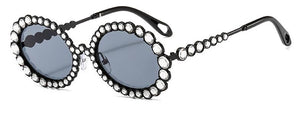 Brand Women Rhinestone Transparent Glasses 90s Retro Round Clear Len Sunglasses Men Glimmering Metal Oval Crystal Eyewear