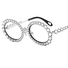 Load image into Gallery viewer, Brand Women Rhinestone Transparent Glasses 90s Retro Round Clear Len Sunglasses Men Glimmering Metal Oval Crystal Eyewear
