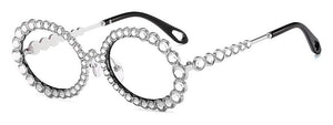 Brand Women Rhinestone Transparent Glasses 90s Retro Round Clear Len Sunglasses Men Glimmering Metal Oval Crystal Eyewear