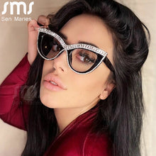 Load image into Gallery viewer, Cat Eye Diamond Sunglasses Women Men Rhinestones Sun Glasses Designer Shades Eyewear Female Eyeglasses UV400
