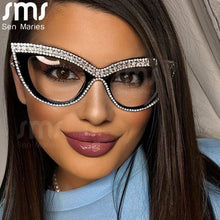 Load image into Gallery viewer, Cat Eye Diamond Sunglasses Women Men Rhinestones Sun Glasses Designer Shades Eyewear Female Eyeglasses UV400
