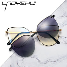 Load image into Gallery viewer, Cat Eye Metal Decorative Glasses With Magnet Clip Optical Prescription Eyeglasses Frame Brand Female Sunglasses Polarized