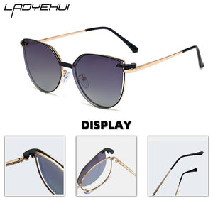 Cat Eye Metal Decorative Glasses With Magnet Clip Optical Prescription Eyeglasses Frame Brand Female Sunglasses Polarized