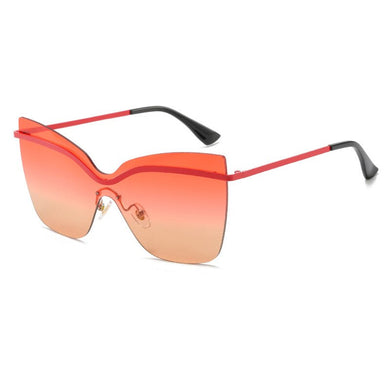 Cat Eye Oversized Women Sunglasses Anti-Reflective Mirror Metal Frame Sun Glasses UV400 Female