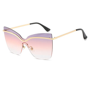 Cat Eye Oversized Women Sunglasses Anti-Reflective Mirror Metal Frame Sun Glasses UV400 Female