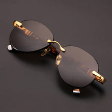 Load image into Gallery viewer, Cat&#39;s Eye Rimless Glass Sunglasses Man Woman Natural Crystal Stone Tea Lens Sun Glasses Acetate Frame Retro