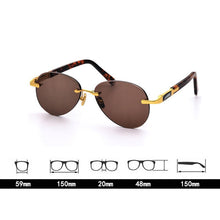 Load image into Gallery viewer, Cat&#39;s Eye Rimless Glass Sunglasses Man Woman Natural Crystal Stone Tea Lens Sun Glasses Acetate Frame Retro