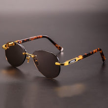 Load image into Gallery viewer, Cat&#39;s Eye Rimless Glass Sunglasses Man Woman Natural Crystal Stone Tea Lens Sun Glasses Acetate Frame Retro