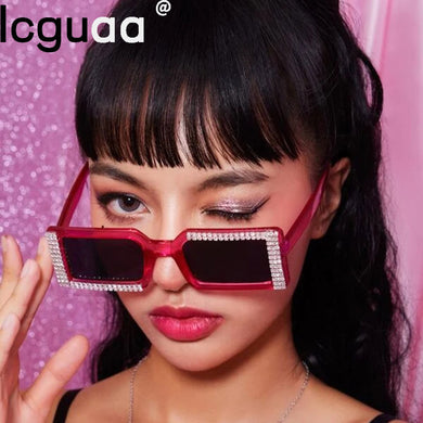 Classic Square Sunglasses Rhinestone Rectangle Eye Wear Glasses Sunshades óculos de sol masculino Sunglasses