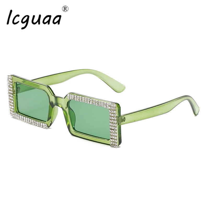 Classic Square Sunglasses Rhinestone Rectangle Eye Wear Glasses Sunshades óculos de sol masculino Sunglasses