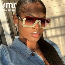 Load image into Gallery viewer, Crystal Square Sunglasses Women Brand Designer Half Frame Oversized Rhinestone Sunglasses Men Eyeglasses For Female UV400