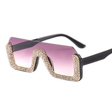 Load image into Gallery viewer, Crystal Square Sunglasses Women Brand Designer Half Frame Oversized Rhinestone Sunglasses Men Eyeglasses For Female UV400
