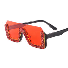 Load image into Gallery viewer, Crystal Square Sunglasses Women Brand Designer Half Frame Oversized Rhinestone Sunglasses Men Eyeglasses For Female UV400
