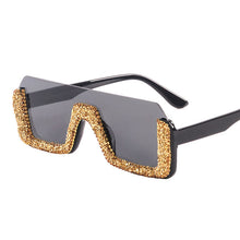 Load image into Gallery viewer, Crystal Square Sunglasses Women Brand Designer Half Frame Oversized Rhinestone Sunglasses Men Eyeglasses For Female UV400