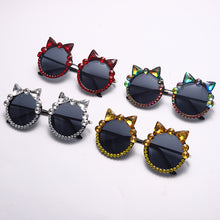 Carica l'immagine nel visualizzatore di Gallery, Crystal Sunglasses Women Oversized Round Sun Glasses Shiny Colorful Rhinestone Handmade Eyewear Gafas De Sol