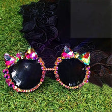 Carica l'immagine nel visualizzatore di Gallery, Crystal Sunglasses Women Oversized Round Sun Glasses Shiny Colorful Rhinestone Handmade Eyewear Gafas De Sol