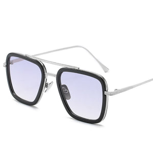 Design Tony Stark Sunglasses Women 2022 Thin Border Metal Black Frame Eyewear Men Star Same Style Wild Oculos UV400