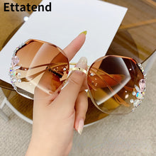 Load image into Gallery viewer, Designer Rimless Sunglasses Women Vintage Brand Shades Bling Rhinestone Big Diamond Sun Glasses Gafas De Sol