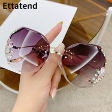 Load image into Gallery viewer, Designer Rimless Sunglasses Women Vintage Brand Shades Bling Rhinestone Big Diamond Sun Glasses Gafas De Sol