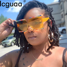 Load image into Gallery viewer, Designer Oversized Blingbling Crystal Sun Glasses Women 2023 Square Zircon Rimless Rhinestone Gafas De Sol Sunglasses