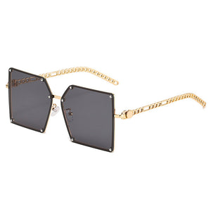 Occhiali da sole quadrati di design da donna 2023 Occhiali da sole in metallo di design femminile Retro rivetto sfumato marca Oculos De Sol 