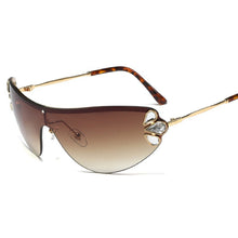 Load image into Gallery viewer, Diamond Cat Eye Sunglasses Women Rimless One Piece Female Men Eyewear Sun Glasses Metal Rhinestone Glasses UV400