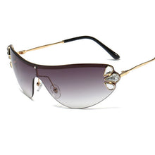 Load image into Gallery viewer, Diamond Cat Eye Sunglasses Women Rimless One Piece Female Men Eyewear Sun Glasses Metal Rhinestone Glasses UV400