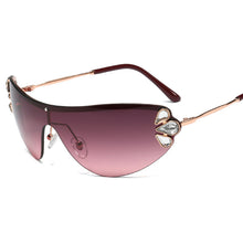 Load image into Gallery viewer, Diamond Cat Eye Sunglasses Women Rimless One Piece Female Men Eyewear Sun Glasses Metal Rhinestone Glasses UV400