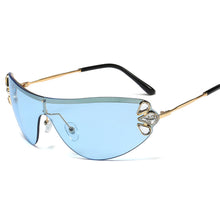 Load image into Gallery viewer, Diamond Cat Eye Sunglasses Women Rimless One Piece Female Men Eyewear Sun Glasses Metal Rhinestone Glasses UV400