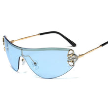 Load image into Gallery viewer, Diamond Cat Eye Sunglasses Women Rimless One Piece Female Men Eyewear Sun Glasses Metal Rhinestone Glasses UV400