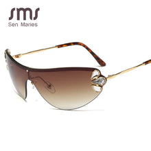 Load image into Gallery viewer, Diamond Cat Eye Sunglasses Women Rimless One Piece Female Men Eyewear Sun Glasses Metal Rhinestone Glasses UV400
