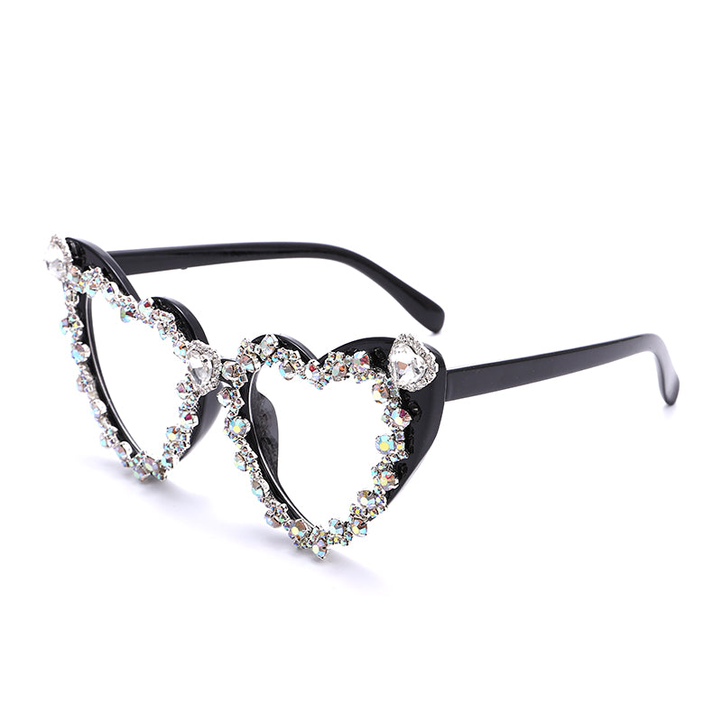 Diamond Sexy Heart Glasses Rhinestones Optical Glasses Frames Trends Women Vintage Eyeglasses De Sol Oculos