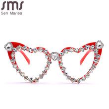 Load image into Gallery viewer, Diamond Sexy Heart Glasses Rhinestones Optical Glasses Frames Trends Women Vintage Eyeglasses De Sol Oculos