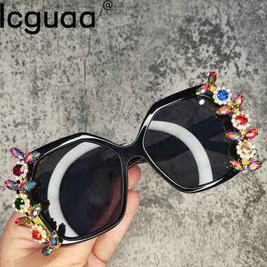 Diamond Sunglasses Women  Oversized Square Rhinestone Sun Glasses Bomb Crystal Gafas Shades UV400 Ladies Eyewear