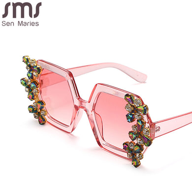 Diamond Sunglasses Women Oversized Square Rhinestone Sun Glasses Shiny Crystal Gafas Shades UV400 Ladies Eyewear