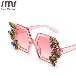 Diamond Sunglasses Women Oversized Square Rhinestone Sun Glasses Shiny Crystal Gafas Shades UV400 Ladies Eyewear